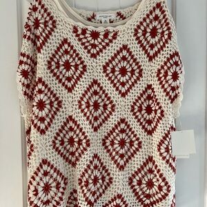Skye's the Limit Red and White Crochet Top